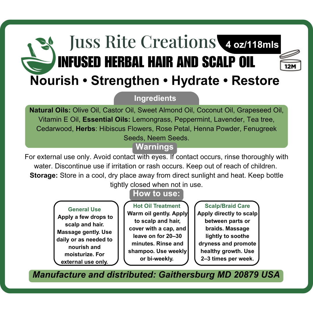 Best Nourishing Infused Herbal Hair and Scalp Oil-4oz